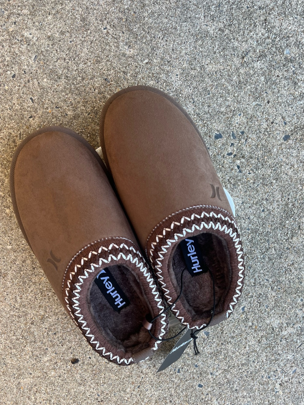 Nwt Hurley Kids Slippers - Indoor & Outdoor Faux Fleece Shearling Brown size 3